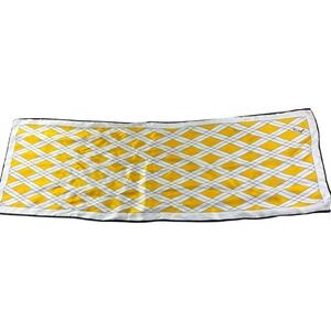 Galla Silk Scarf Womens Yellow White Black Geometric Diamond Vintage Oblong Mod